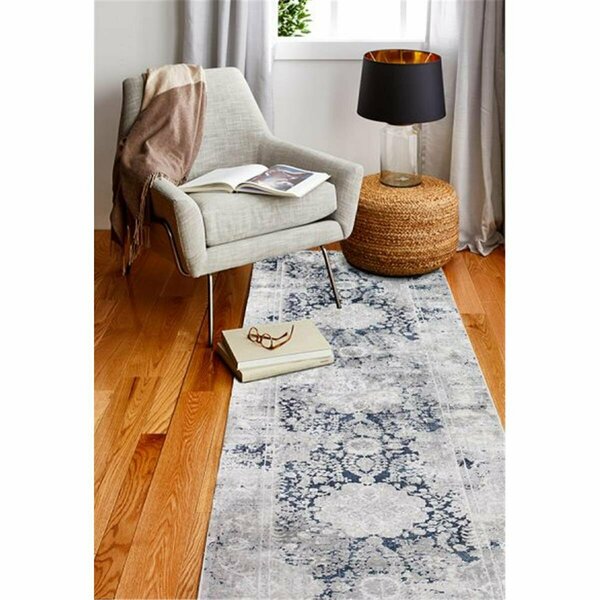Bashian 2 ft. 6 in. x 8 ft. Capri Collection Contemporary Polyester Power Loom Area Rug Grey & Blue C188-GYBL-2.6X8-CP102